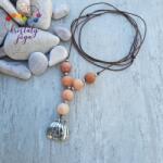 Kristály Jóga Shop Aventurin barack színű matt 8 mm-es nyaklánc, halloween tökkel