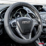 AMiO NEW DESIGN fekete kormányvédő valódi bőr M 37-39cm 03546 (03546)