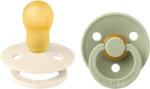 BIBS - Set 2 suzete Colour Latex, tetina rotunda, 18 luni +-Ivory/Sage