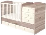 Hubners Patut copii transformabil din lemn cu 5 sertare Hubners Sofia Maxi Kombi 120x70 cm crem nisip - bekid