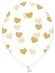 PartyDeco Balon - Transparent cu inimioare aurii 6 buc