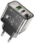 hoco. N34 hálózati töltő USB+Type-C aljzat (20W, PD gyorstöltő 3.0) FEKETE (N34) - bluedigital