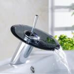 Phoenix Kerek üvegtányéros mosdó csaptelep - fekete/füst