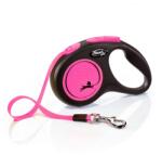 flexi NEON повод за кучета до 15кг, 5м лента - розов