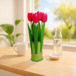  Műnövény dekoráció - tulipán - piros - 26 x 6, 5 cm 11897A (11897A)