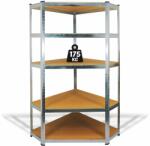  Fémpolc állvány - sarok - 5 szintes - fém - max. 175 kg - 180 x 90 x 30 cm 10846 (10846)