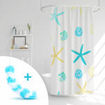 Family Collection Zuhanyfüggöny szett fürdőpamaccsal - 3 féle - kék, zöld mintás - 180 x 180 cm Family 11526A (11526A)