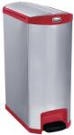 Rubbermaid Slim Jim Step On End Step szemeteskuka, 90 l, matt rozsdamentes acél, piros