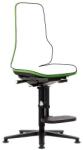 Bimos Munkahelyi antisztatikus ESD szék Bimos Neon 9561E siklóval, lábtartóval, tartós kontaktussal, szürke/zöld