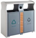 VEPA BINS Kültéri szelektív hulladékgyűjtő elemgyűjtővel, 2x39 l, szürke