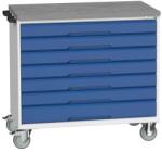 bott Verso mobil íróasztal fiókokkal, 98 x 105 x 60 cm, 7 fiókos, linóleum, szürke-kék