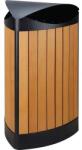 VEPA BINS Háromszög alakú kültéri szemeteskosár, „wood kivitel, 60 l, fekete/natúr fa