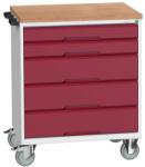 bott Mobil íróasztal fiókokkal Bott Verso, 98 x 80 x 60 cm, 5 fiókos, multiplex, szürke-piros
