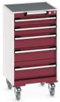 bott Cubio mobil fiókos szekrény, 98, 5 x 52, 5 x 52, 5 cm, 5 fiókos, matt, szürke-piros