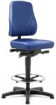 Bimossa Munkaszék Bimos All In One 9631 siklóval, lábtartóval, bőr üléssel, alacsony háttámlával, kék