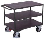 Variofit Polcos kocsi fogantyúval, 1000 kg-ig, 3 polc, 92, 5 x 119 x 70 cm, szürke