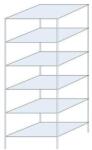 Schulte Design Hathor fém polcállvány, kétoldalú, alapkivitel, 200 x 75 x 60 cm, 1 400 kg, 6 polc, horganyzott