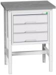 bott Műhelyasztal Bott Verso, 78-93 x 70 x 60 cm, 3 fiókos, linóleum, szürke-szürke