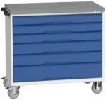 bott Verso mobil íróasztal fiókokkal, 98 x 105 x 60 cm, 6 fiókos, linóleum, szürke-kék