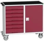bott Karbantartó fiókos kocsi Bott Verso, 96, 5 x 105 x 55 cm, 7 fiókos, szekrényes, multiplex, szürke-piros