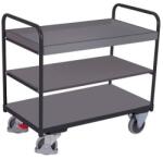 Variofit Polcos kocsi, 250 kg-ig, 3 polc, 1 emelt élű, 99 x 126 x 80 cm, szürke