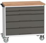 bott Verso mobil íróasztal fiókokkal, 98 x 105 x 60 cm, 5 fiókos, multiplex, szürke-antracit