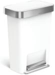 simplehuman Szögletes pedálos szemetes, 45 l, fehér, Liner Pocket zsákadagolóval