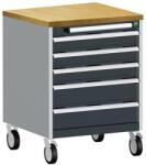 bott Cubio mobil fiókos szekrény, 89 x 65 x 65 cm, 5 fiókos, multiplex, szürke-antracit