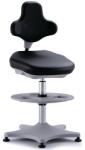 Bimossa Labster 9101 műhelyszék lábtartóval, siklókkal, poliuretán, fekete/szürke