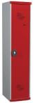 Acial hegesztett öltözőszekrény válaszfallal, 1 rekeszes, 400 mm, hengerzárral, szürke/piros