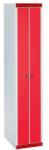 Acial keskeny szerelt öltözőszekrény, 2 rekeszes, 200 mm, hengerzárral, szürke/piros