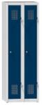 Polak Fém szekrény, 2 ajtós, lábazaton, 600 x 500 x 1500 mm, szürke-sötétkék