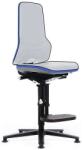 Bimos Munkahelyi antisztatikus ESD szék Bimos Neon 9561E siklóval, lábtartóval, tartós érintkezővel, szürke/kék