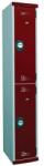 Acial hegesztett öltözőszekrény, 2 rekeszes, 300 mm széles, szürke/piros, számkódos zárral