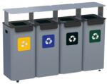 ALDA Modular Hood 4 darabos kültéri fém szemétkosár készlet szelektív hulladékgyűjtésre, 4 x 70 l űrtartalom