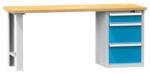 POLAK Műhelyasztal KOMBI EB4825, 2500 x 800 x 880 mm, BÜKK, szürkéskék