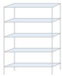 Schulte Design Ogmios fém polcállvány, alapkivitel, 200 x 130 x 30 cm, 1300 kg, 5 polc, 150 kg/polc, horganyzott