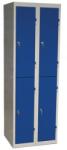Duro Mont lapraszerelt öltözőszekrény, 4 rekeszes, hengerzár, szürke/kék