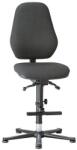 Bimossa Basic 9136 működő laboratóriumi szék siklóval, lábtartóval, szinkron mechanizmussal, szövet, magas háttámla, fekete