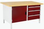 bott Műhelyasztal Bott Cubio Tároló, 84 x 150 x 75 cm, 3 fiók, szekrény, multiplex, szürke-piros