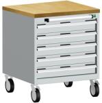 bott Cubio mobil fiókos szekrény, 79 x 65 x 65 cm, 5 fiókos, multiplex, szürke-kék