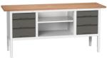 bott Verso műhelyasztal, állítható magasságú, 83-93 x 200 x 60 cm, multiplex, 6 fiók, 1 polc, szürke-antracit