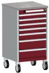 bott Cubio mobil komód, 99 x 52, 5 x 52, 5 cm, 7 fiókos, linóleum, szürke-piros