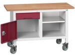 bott Verso Storage mobil műhelyasztal, 125 x 60 x 83 cm, multiplex, 1 fiók, 1 szekrény, 1 polc, szürke-piros