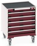 bott Cubio mobil fiókos szekrény, 78, 5 x 65 x 65 cm, 5 fiókos, matt, szürke-piros
