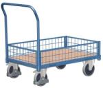 Cordes Platform kocsi fogantyúval és alacsony hálós oldalakkal, 400 kg-ig, 97, 5 x 97, 5 x 50 cm, kék