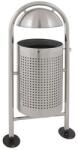 VEPA BINS Kültéri kerek szemeteskosár esővédő tetővel, 27 l, matt rozsdamentes acél