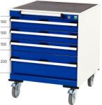 bott Cubio mobil fiókos szekrény, 78, 5 x 65 x 65 cm, 4 fiókos, matt, szürke-kék