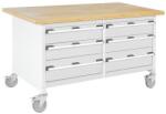 bott Mobil műhelyasztal Bott Cubio Storage, 84 x 150 x 75 cm, 6 fiókos, multiplex, szürke-szürke