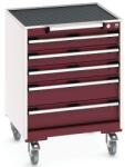 bott Cubio mobil fiókos szekrény, 88, 5 x 65 x 65 cm, 5 fiókos, matt, szürke-piros